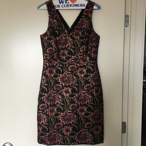 J.Crew Jacquard Floral Black Gold Pink Dress